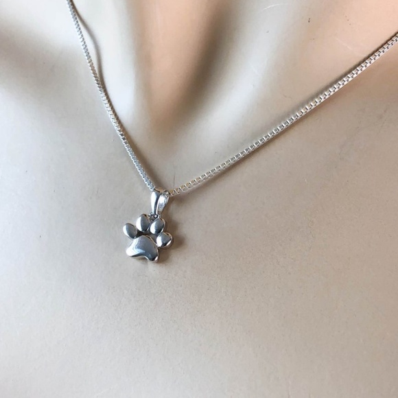 Sterling Silver Paw Print Necklace - Picture 6 of 8